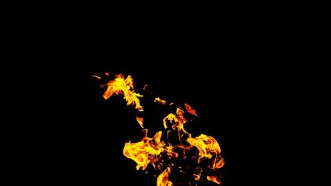 Fire flames on black background isolated. Burning gas or gasoline burns with Stock Photos