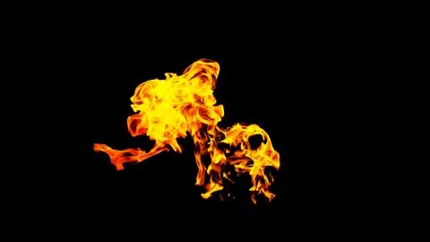 Fire flames on black background isolated. Burning gas or gasoline burns with Stock Photos