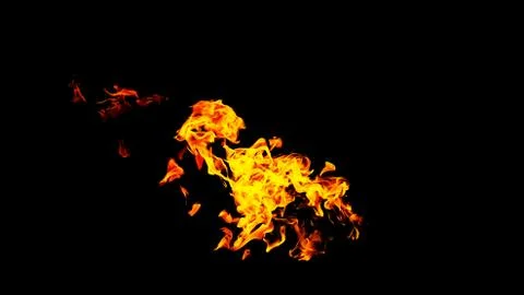 Fire flames on black background isolated. Burning gas or gasoline burns with Stock Photos