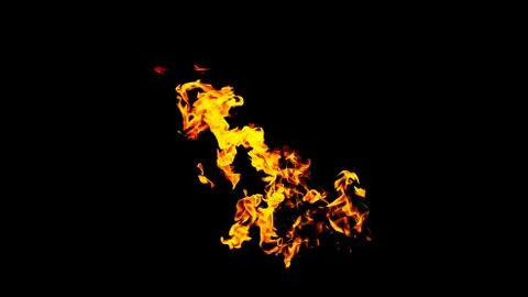 Fire flames on black background isolated. Burning gas or gasoline burns with Stock Photos