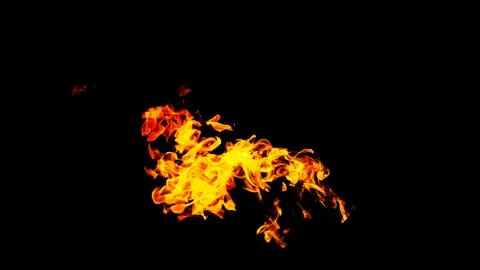 Fire flames on black background isolated. Burning gas or gasoline burns with Stock Photos