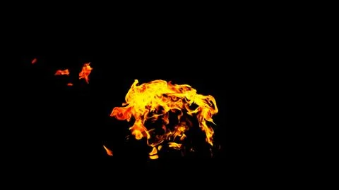 Fire flames on black background isolated. Burning gas or gasoline burns with Foto stock