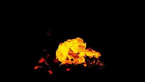 Fire flames on black background isolated. Burning gas or gasoline burns with  Stock Photos