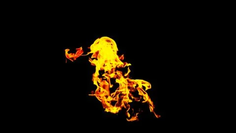Fire flames on black background isolated. Burning gas or gasoline burns with  Stock Photos