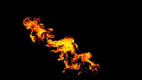 Fire flames on black background isolated. Burning gas or gasoline burns with  Stock Photos