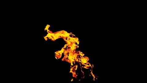 Fire flames on black background isolated. Burning gas or gasoline burns with  Stock Photos