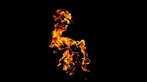 Fire flames on black background isolated. Burning gas or gasoline burns with  Stock Photos