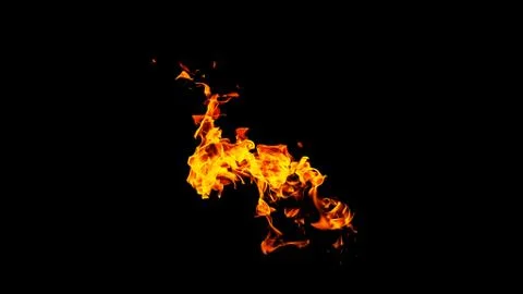 Fire flames on black background isolated. Burning gas or gasoline burns with  Stock Photos