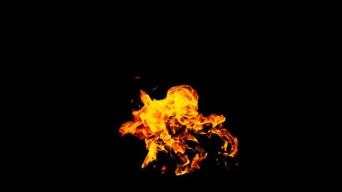 Fire flames on black background isolated. Burning gas or gasoline burns with  Stock Photos
