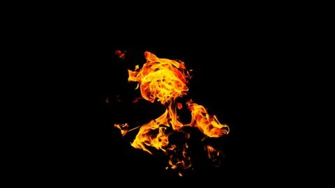 Fire flames on black background isolated. Burning gas or gasoline burns with  Stock Photos