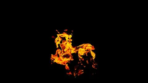 Fire flames on black background isolated. Burning gas or gasoline burns with  Foto stock