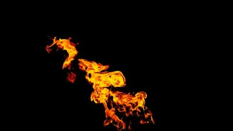 Fire flames on black background isolated. Burning gas or gasoline burns with  Stock Photos