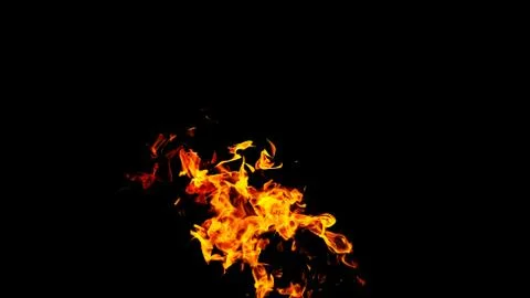 Fire flames on black background isolated. Burning gas or gasoline burns with  Stock Photos