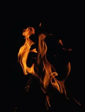 Fire flames on black background or texture Foto stock
