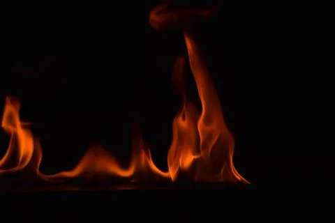 Fire flames on black background 스톡 사진