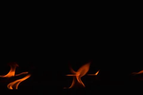 Fire flames on black background 스톡 사진