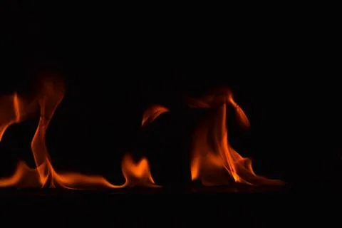 Fire flames on black background 스톡 사진