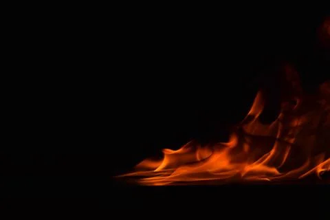 Fire flames on black background 스톡 사진