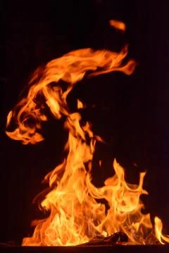 Fire flames on black background Stock Photos