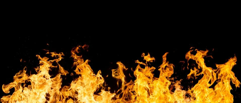 Fire flames on black background Stock Photos