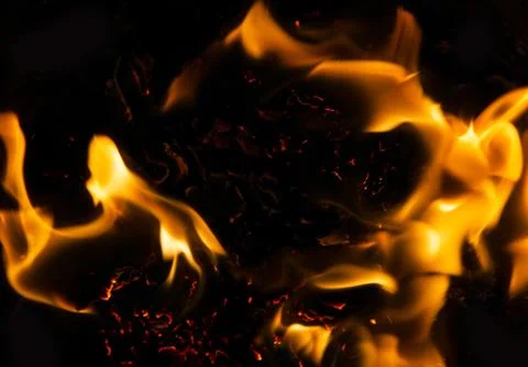 Fire flames on a black background Stock Photos