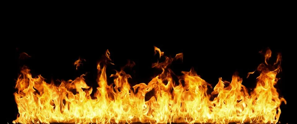 Fire flames on black background Stock Photos