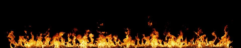 Fire flames on black background. Foto stock