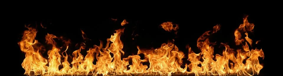 Fire flames on black background. Foto stock