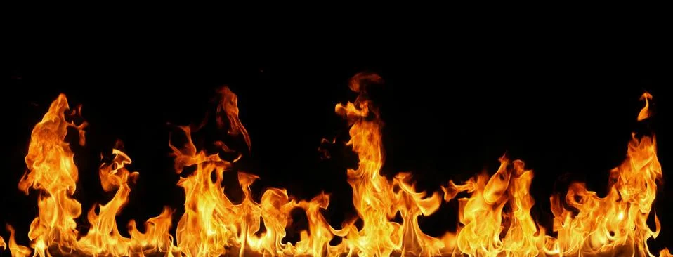 Fire flames on black background. Foto stock