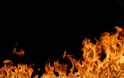 Fire flames on black background. Stock-Fotos