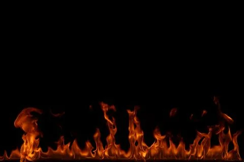 Fire flames on black background. Foto stock