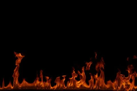 Fire flames on black background. Foto stock