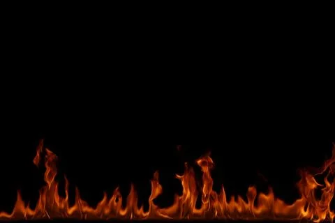 Fire flames on black background. Foto stock
