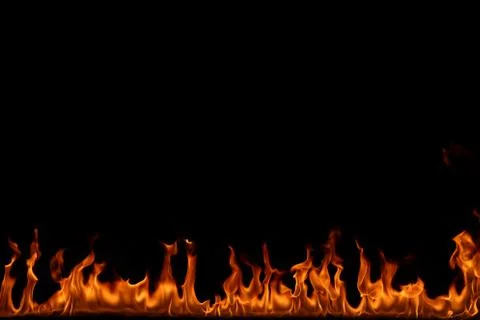 Fire flames on black background. Foto stock