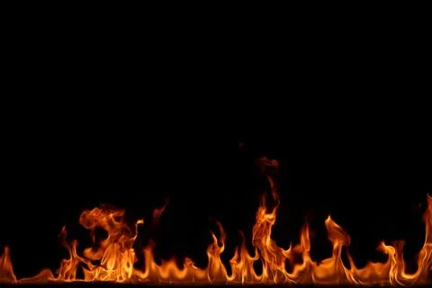 Fire flames on black background. Foto stock