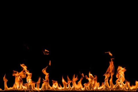 Fire flames on black background. Foto stock