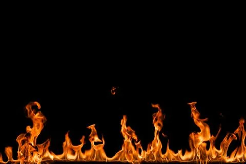 Fire flames on black background. Foto stock