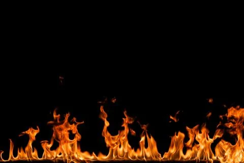 Fire flames on black background. Foto stock