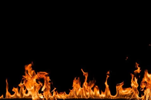 Fire flames on black background. Foto stock