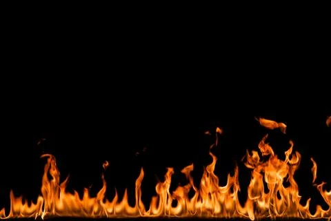 Fire flames on black background. Foto stock