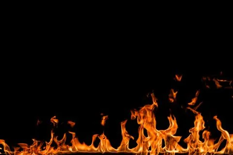 Fire flames on black background. Foto stock