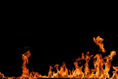 Fire flames on black background. 스톡 사진