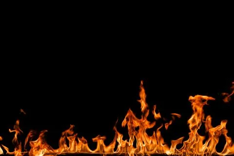 Fire flames on black background. Stock-Fotos