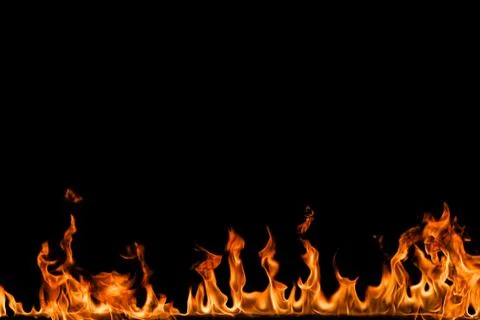 Fire flames on black background. Foto stock