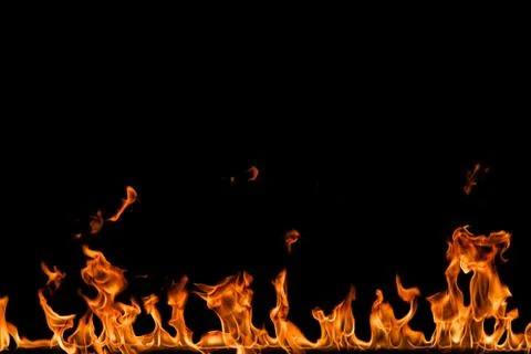 Fire flames on black background. Stock-Fotos