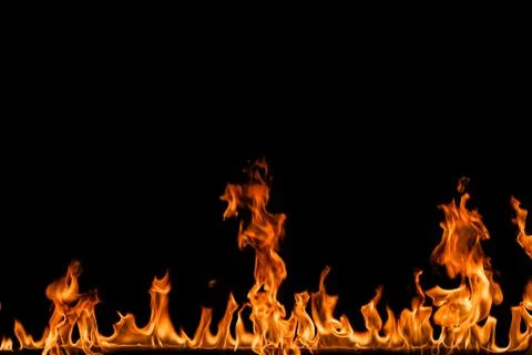 Fire flames on black background. Stock-Fotos