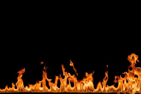 Fire flames on black background. Stock-Fotos