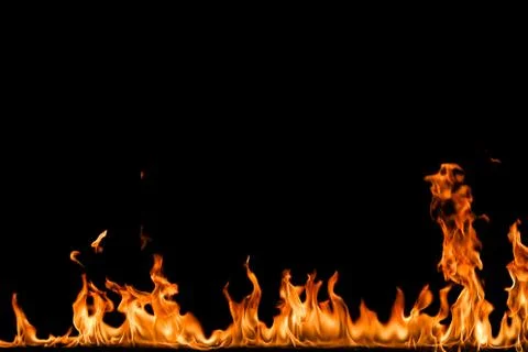 Fire flames on black background. Stock-Fotos