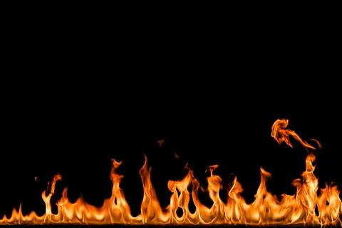 Fire flames on black background. Foto stock