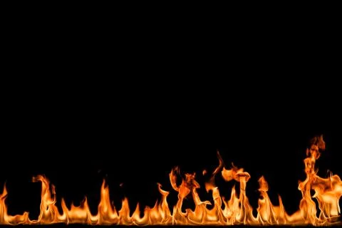 Fire flames on black background. Stock-Fotos